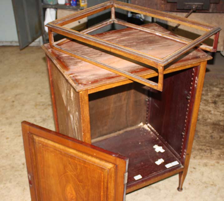 antique timber Glass Top Cabinet